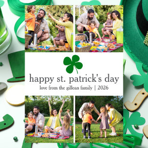 St. patrick's day Green Shamrocks family Photo Holiday Card