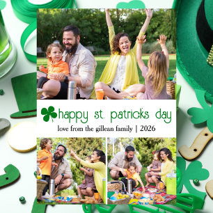 St. patrick's day Green Shamrocks family Photo Holiday Card