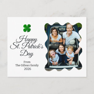 St. patrick's day Green Shamrocks family photo Holiday Postcard