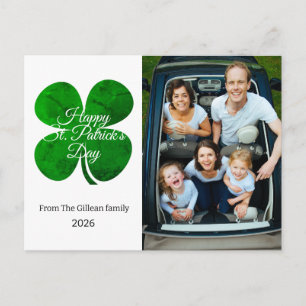 St. patrick's day Green Shamrocks family photo Holiday Postcard