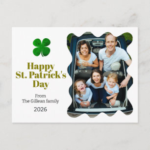 St. patrick's day Green Shamrocks family photo Holiday Postcard
