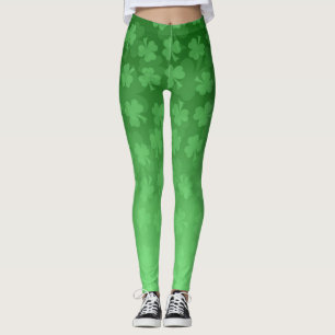 St. Patrick's Day green shamrocks ombre pattern Leggings
