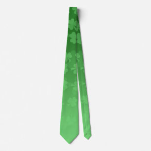 St. Patrick's Day green shamrocks ombre pattern Neck Tie