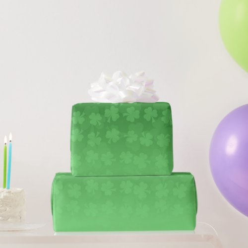 St Patricks Day green shamrocks ombre pattern Wrapping Paper