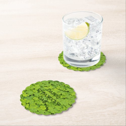 St Patricks Day Green Shamrocks Paper Coaster