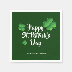 St Patricks Day Green Shamrocks Party Personalized Napkins