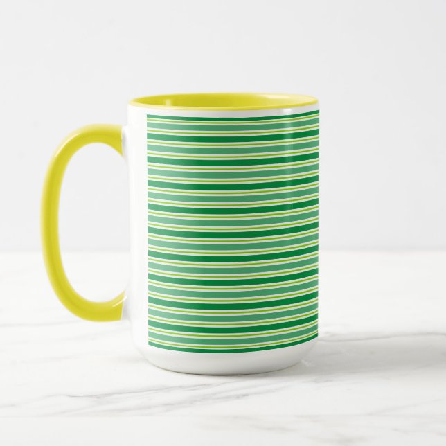 St. Patrick's Day Green Stripes Pattern-54608 Mug (Left)
