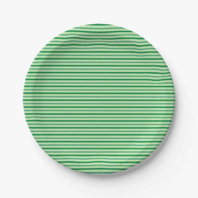 St. Patrick's Day Green Stripes Pattern-54608 Paper Plates (Front)