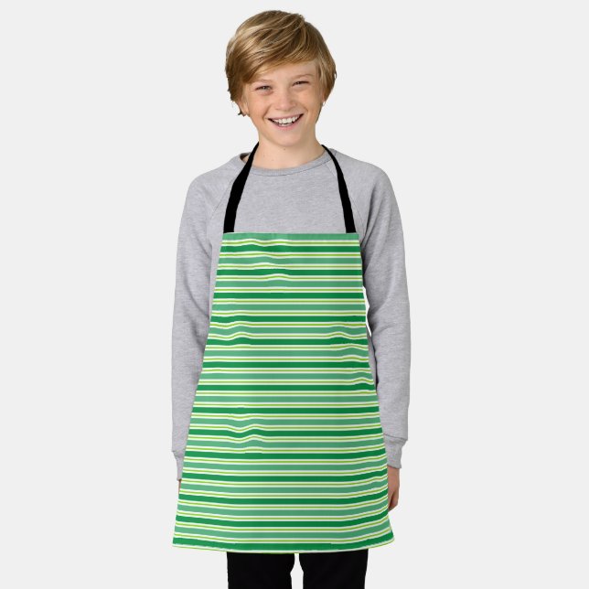 St. Patrick's Day Green Stripes Pattern Apron (Worn)