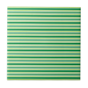 St. Patrick's Day Green Stripes Pattern Ceramic Tile