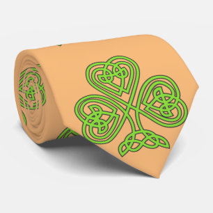 St. Patrick's Day Green Trinity Knot Shamrock Tie
