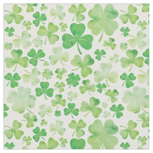 St Patricks Day Green Watercolour Shamrock Design Fabric