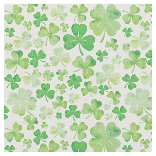St. Patricks Day Green Watercolour Shamrock Design Fabric