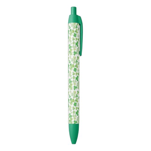 St Patricks Day Green Watercolour Shamrock Pattern Black Ink Pen