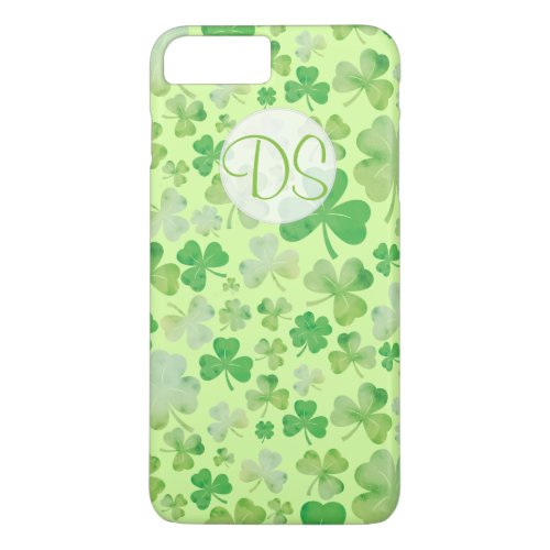 St Patricks Day Green Watercolour Shamrock Pattern iPhone 8 Plus7 Plus Case
