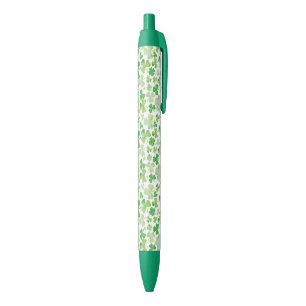 St Patricks Day Green Watercolour Shamrock Pattern Pen
