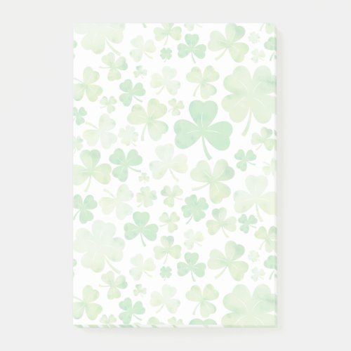 St Patricks Day Green Watercolour Shamrock Pattern Post_it Notes