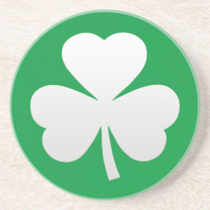 St. Patrick's Day Green White Shamrock Coaster