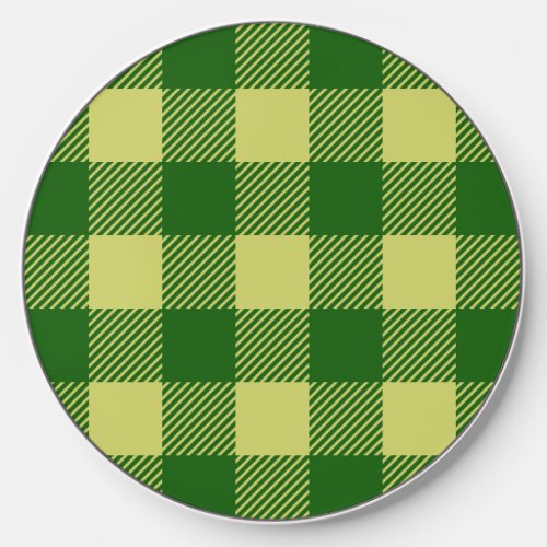 St Patricks Day Green Yellow Buffalo Plaid Wireless Charger