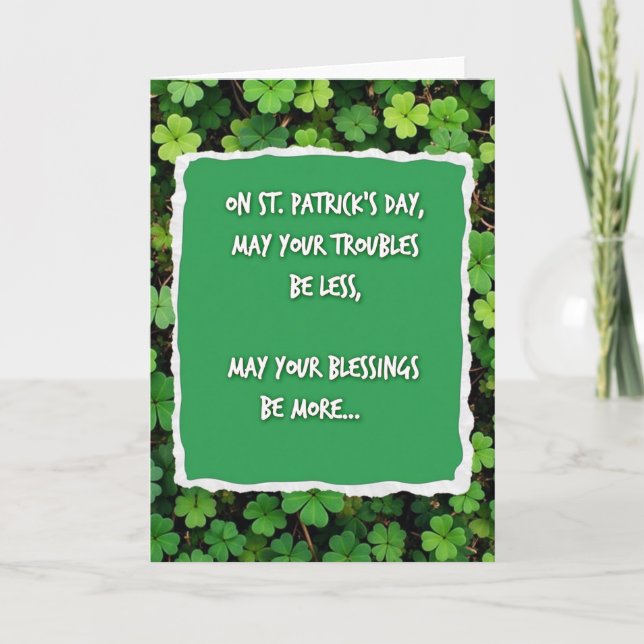 St Patricks Day Greenery Texture Card (Front)