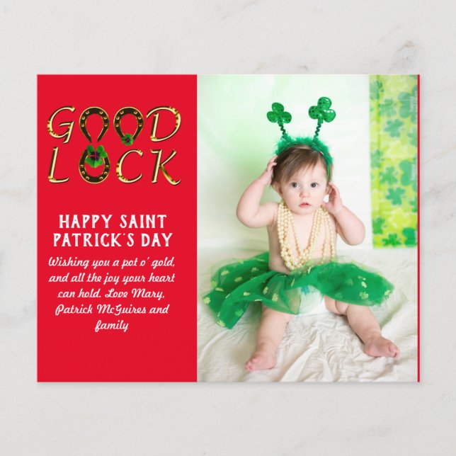 St Patrick's Day Greeting PHOTO Cards BUDGET (Front)