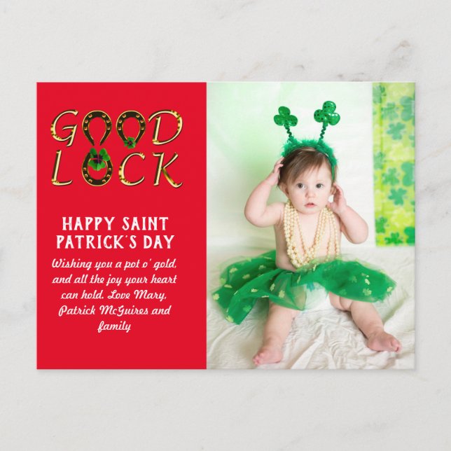St Patrick's Day Greeting PHOTO Cards BUDGET (Front)