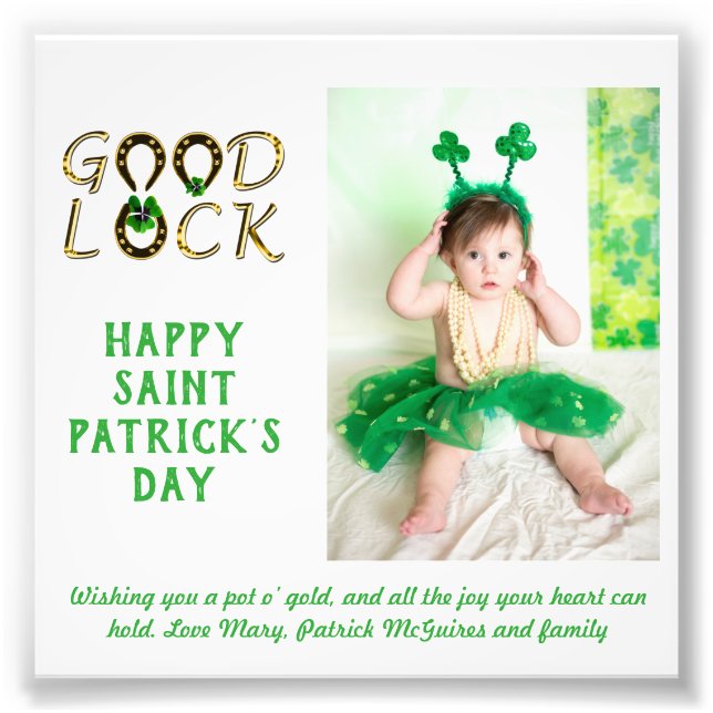 St Patrick's Day Greeting PHOTO Cards BUDGET Print (Front)