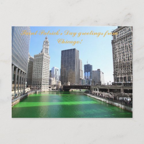 St Patricks Day greetings from Chicago post card
