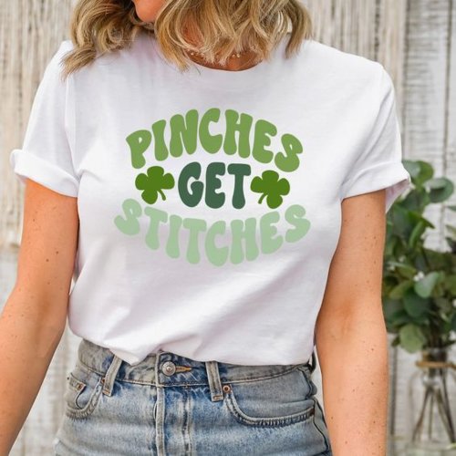 St Patricks Day Groovy Pinches Get Stitches Shirt