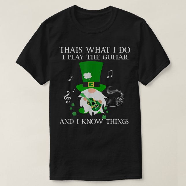 St Patricks Day Guitar For Men Women Music Funny G T-Shirt (Design Front)