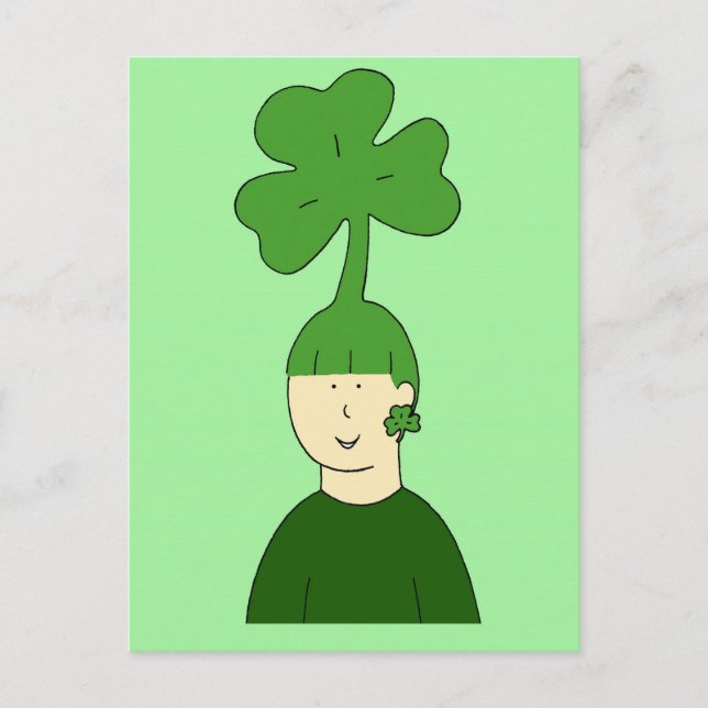 St Patrick's Day Hairstyle Shamrock Hair Postcard (Front)