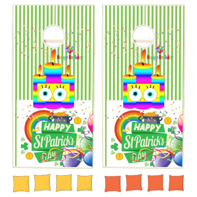 St. Patrick's Day Happy Birthday Corn Hole Set  (Set)