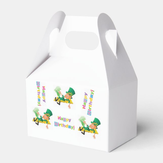St. Patrick's Day Happy Birthday Gable Favor Box  (Front Side)