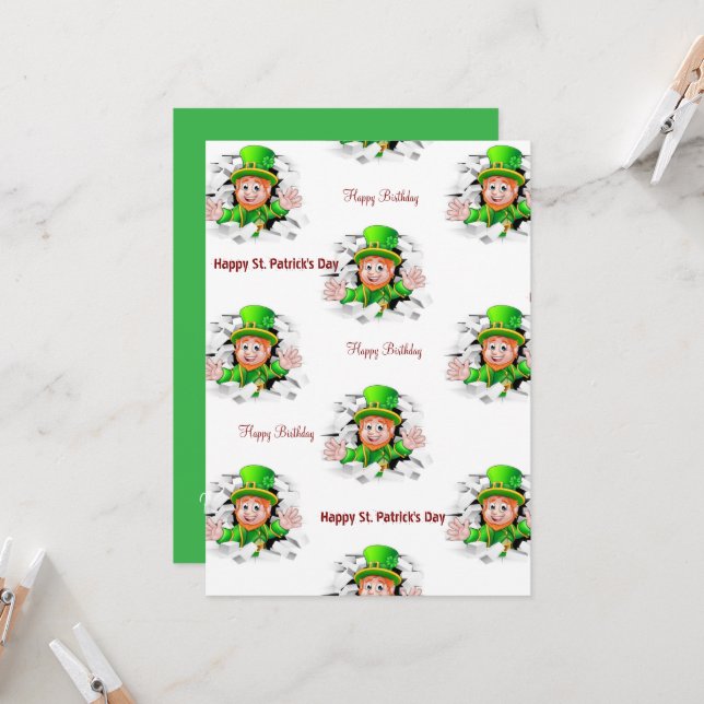 St. Patrick's Day Happy Birthday Invitation  (Front/Back In Situ)