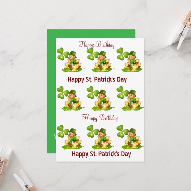 St. Patrick's Day Happy Birthday Invitation  (Front/Back In Situ)