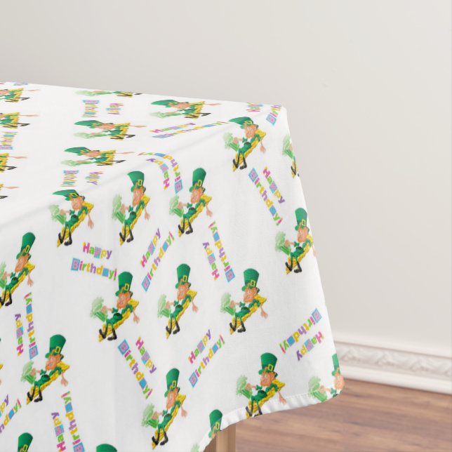 St. Patrick's Day Happy Birthday Tablecloth  (In Situ)
