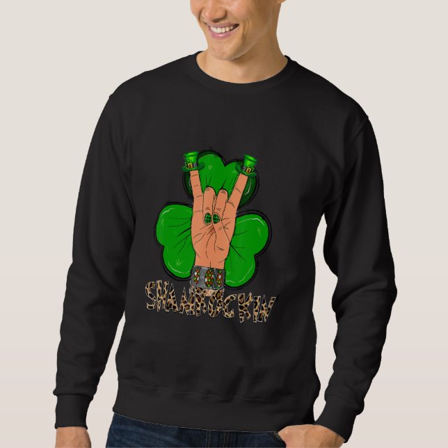 St. Patrick's Day Happy Go Lucky Green Shamrock Ir Sweatshirt (Front)