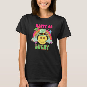 St Patricks Day Happy Go Lucky Rainbow Happy Face  T-Shirt