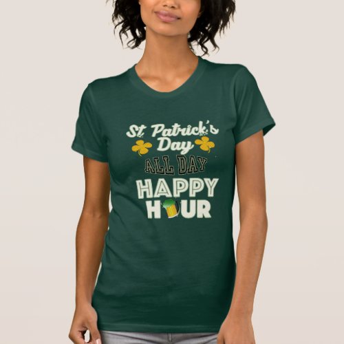 st patricks day happy hour irish green beer design T_Shirt