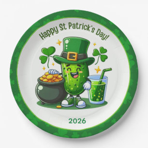 St Patricks Day Happy Pickle Paper Plates