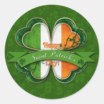 St. Patrick's Day - Happy St. Patrick's Day Classic Round Sticker by steelmoment at Zazzle
