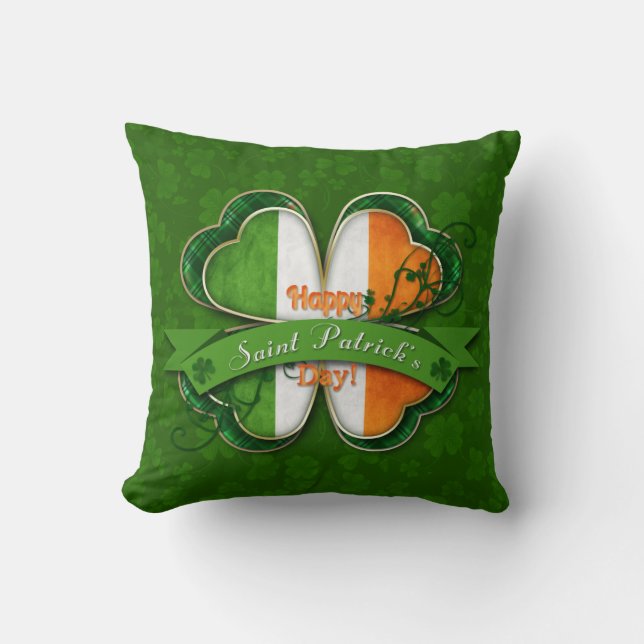 St. Patrick's Day - Happy St. Patrick's Day Throw Pillow (Front)