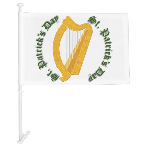 St Patricks Day Harp _ Car Flag