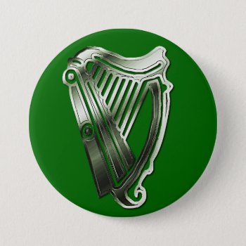 St Patrick's Day Harp Of Ireland Button Name Tag by DigitalDreambuilder at Zazzle