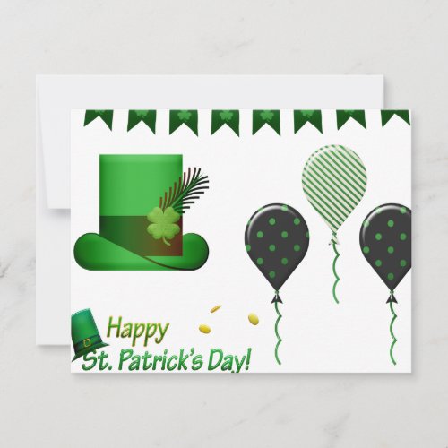 St Patricks Day Hat and Balloons  Card