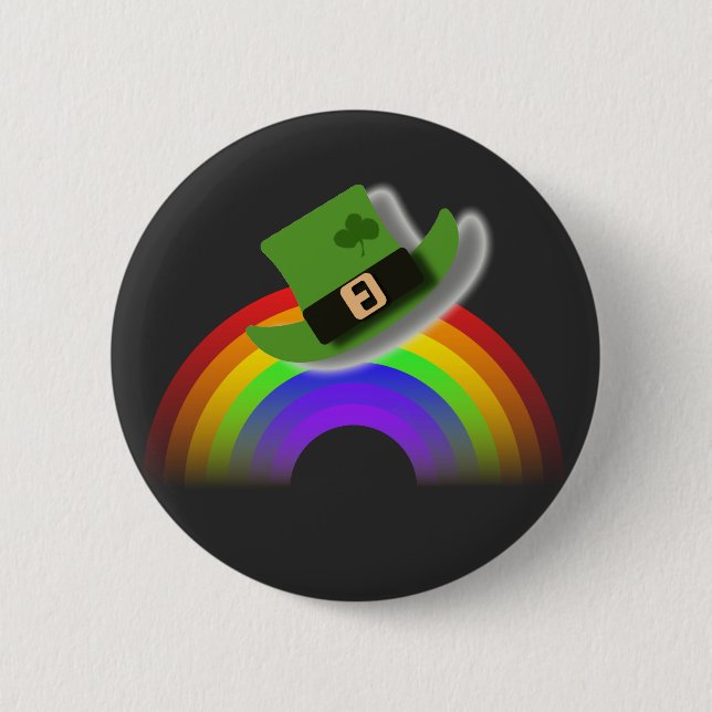 St Patricks Day Hat and Rainbow  Button (Front)