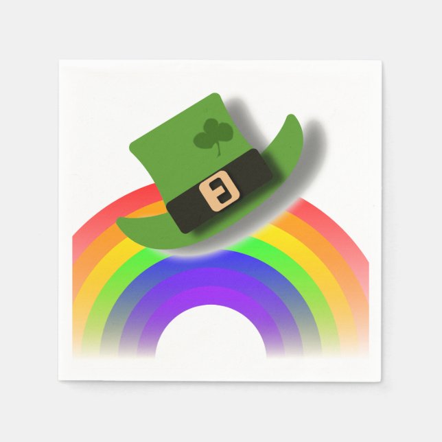 St Patricks Day Hat and Rainbow  Napkins (Front)