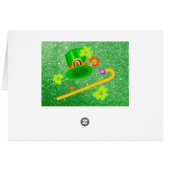 St. Patrick's Day Hat & Cane Apple Green Cards (Back Horizontal)