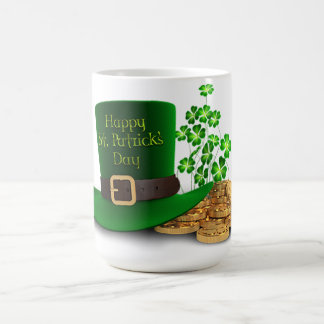 St. Patrick's Day - Hat & Clovers & Coins Coffee Mug
