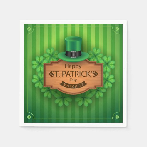 St Patricks Day _ Hat  Clovers Paper Napkins